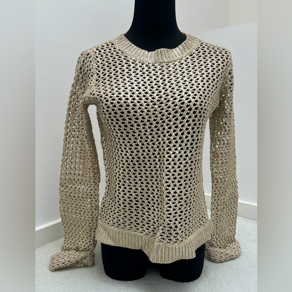 KENNETH COLE // Crochet Sweater. SZ XS. Champagne.